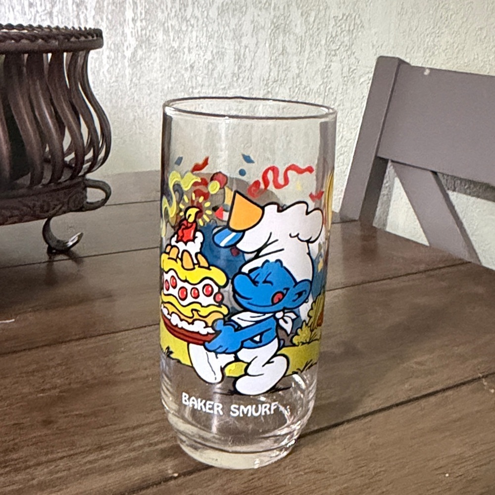 one Smurfs Glass with Baker Smurf Design